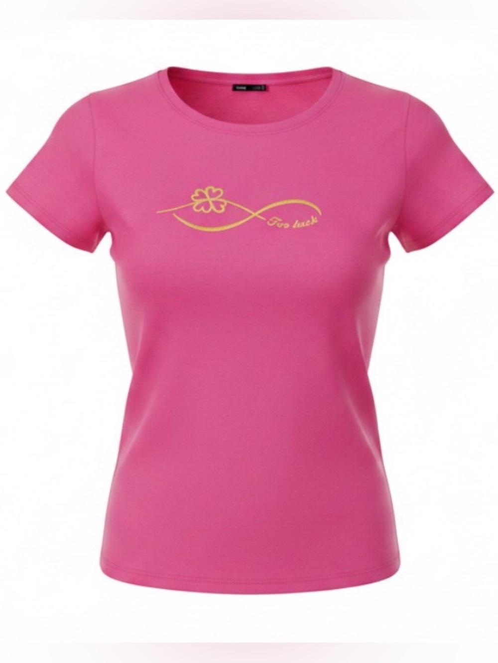 Sinsay Graphic Crewneck T-shirt in Barbie Pink